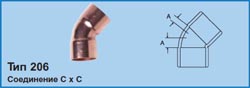 ITE (803055) 206-158 Угол двухраструбный 45 градусов 1 5/8'' ITE (803055) 206-158 Угол двухраструбный 45 градусов 1 5/8''